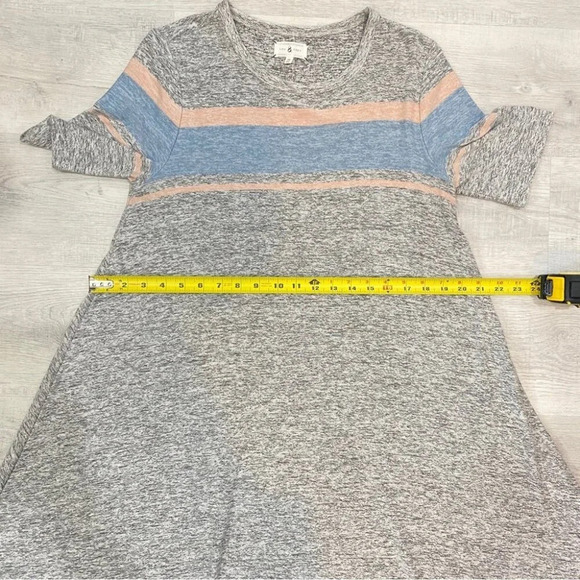 Lou & Grey M Jersey Knit Striped Fit and Flare Dress Grey and Pink Midi Dress - Picture 10 of 17